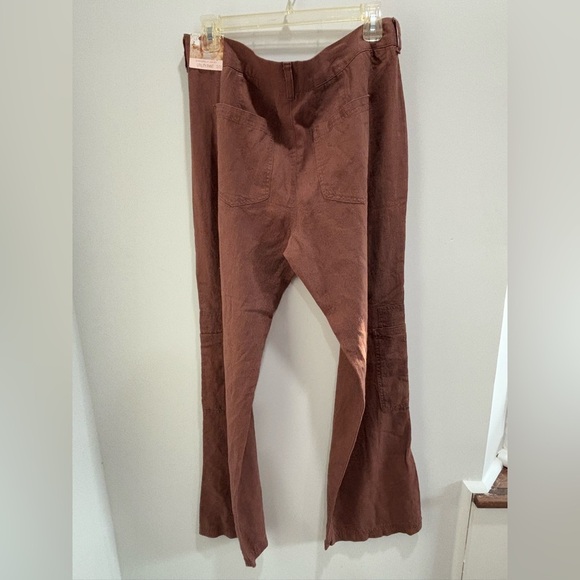 🌟🌟Sincerely Jules Women’s Linen Blend Casual Cargo Flare Pants - Brown 🌟🌟 - Picture 7 of 14